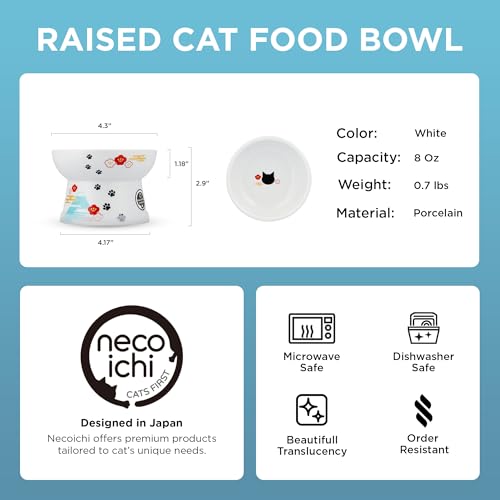 Necoichi Ceramic Elevated Cat Food Bowl (Fuji, Regular Flat) - color: Fuji, size: Regular
