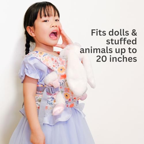 Baby Doll Carrier, Adjustable Doll Carrier for Little Girls, Front & Back Wear, Made with Soft Fabric, Fits Dolls & Stuffed Animals up to 20 Inches, Wildflower - style: Wildflower
