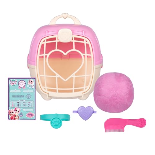ScruffaLuvs Pink Surprise Pet, Mystery Plush Toy, Wash to Reveal | Wash to reveal 1 of 3 rescue pets, includes deluxe carrier & comb; plush toys for girls ages 3+, gift - style: Pink