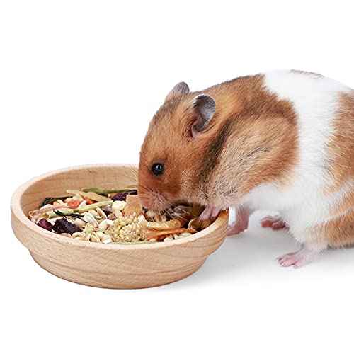 Niteangel Wooden Hamster Food Bowl: Beech Stable & No Pattern for Syrian | Prevent Oil & Dust Small Animal Feeding Dish for Dwarf Syrian Hamsters Gerbils Mice Degus or Other Similar-Sized Small Pets - size: For Syrian