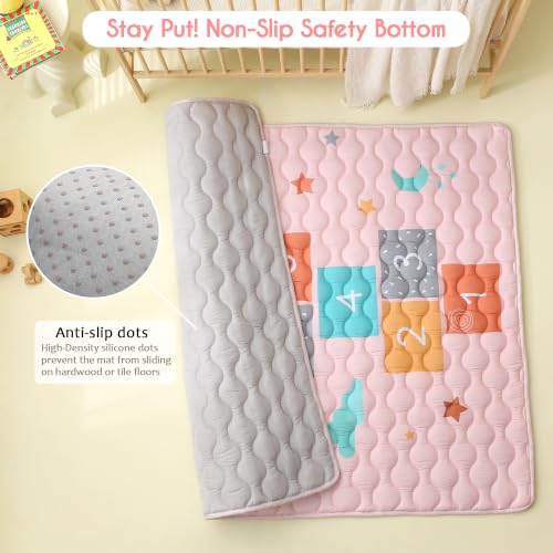 Viviland Baby Mats for Floor, 50x50 Inch Playpen Mat, Thick Playmat for Baby and Toddlers Infants, Non-Slip & Machine Washable, Cloud Hopscotch - color: Cloud Hopscotch, size: 50" X 50"