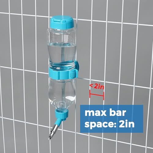 VANNON 17oz Small Animal Water Dispenser for Crate, Parrots Water Bottle for Cage, Chewproof Pet Water Bottle for Rabbits, Guinea Pigs, Ferrets, Chinchillas and Other Small Rodents, Top Fill, Blue - color: Blue