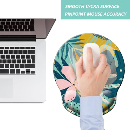 Mouse Pad with Wrist Support, Ergonomic Mouse Pad with Memory Foam Wrist Rest Cushion, Non-Slip Rubber Base Gaming Mice Pad for Home Office Computer Laptop, Petal - color: M28-Petal