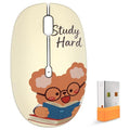 FMOUSE Cute Cartoon Silent Wireless Mouse, Dual Mode Bluetooth & USB 2.4G | Study Buddy Bear, Ideal for Students Kids Back to School | AA Battery Powered | Compatible with Laptop Mac iPad Tablet PC - color: Study Buddy Bear