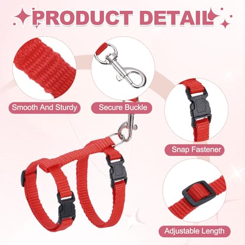Rabbit Harness and Leash, Escape Proof Bunny Cat Leash Small Animal Harness Soft Adjustable Buckle(2Pcs, Red) for Bunny Kitten Cats Puppies Walking Hiking Training - color: Red