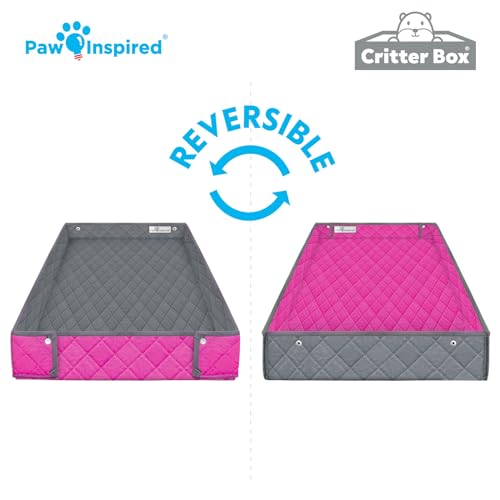 Paw Inspired Reversible Critter Box, C&C 2x3 (14-Inch Grids), Gray/Pink | Washable Fleece Cage Liner, Raised Sides, Bedding for Guinea Pigs Rabbits, Hamsters, Small Animals, Edge Protected Pee Pads - color: Gray/Pink, size: C&C 2x3 (14" Grids)