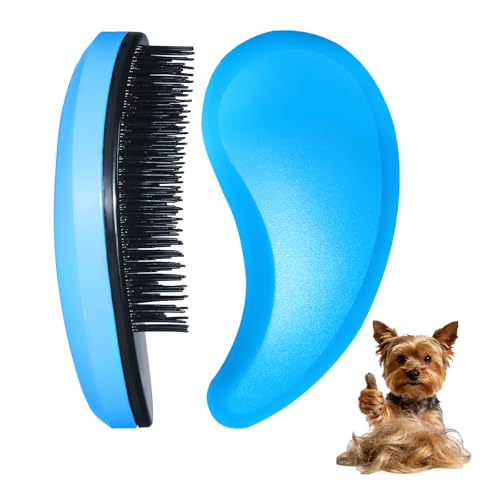Small Dog Brush, Skin-friendly Soft Bristles (Blue) | Puppy Hair Brush, Massage and Bath Supplies, Pet Grooming Tool for Teddy, Yorkies, Maltese, Shih Tzu, Chihuahua - color: Blue