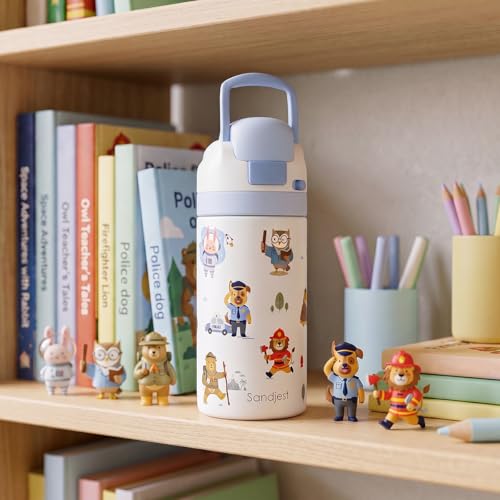 Animals Kids Insulated Stainless Steel Water Bottle 16 Oz, Travel Tumbler for School, Sports for Boys, Birthday, Back To School (Occupational Theme) - color: Animal
