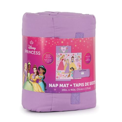 Jay Franco Kids Nap Mat with Embedded Pillow & Blanket – Soft 46"x20" Microfiber Sleeping Bag with Name Tag & Handle - style: Pink - Disney Princess