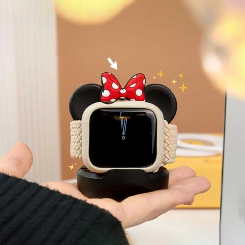 Cute Mouse Charger Stand for Apple Watch, Silicone Desk Stand Holder for iWatch, Charging Station Dock Holder Compatible with All Apple Watch Series Ultra/SE/8/7/6/5/4/3/2/1 (Not Include Charger) - color: W-Pink Mouse