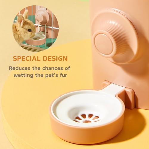 Rabbit Water Bottle, 600ml/21oz Hanging Water Dispenser Feeder Cage Crate Hutch Bunny Puppy Cat Chinchilla Ferret Guinea Pigs Squirrel Hedgehog (Pink)