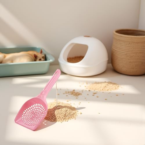Jowxsx Pink Plastic Cat Litter Scoop Pet Care Sand Waste Scooper Shovel Hollow Cleaning Tool Pet Supplies Easy to Clean Cat Litter Scoops