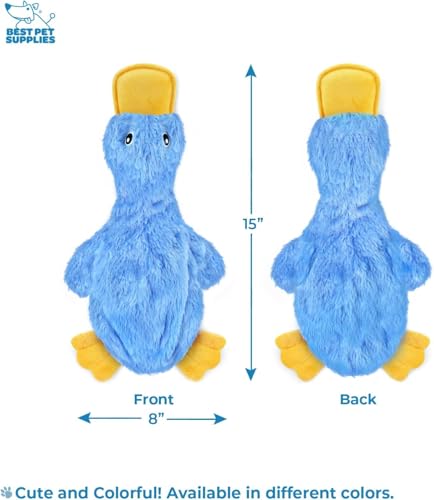 Best Pet Supplies Interactive Squeaky Dog Toy - Crinkle Duck Set | Pack of 3, Stuffing Free Body, Soft, Squeaks & Crinkles, No Mess, Perfect for Moderate Chewers, Toss and Fetch Play - color: Crinkle Duck (Yellow, Blue, Pink), size: Large