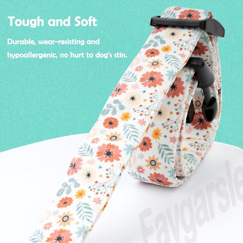 Faygarsle Cotton Designer Dogs Collar Cute Flower Dog Collars for Girl Female Small Medium Large Dogs with Flower Charms S - color: Beige, size: S