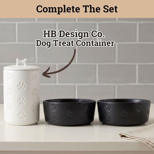 Ceramic Dog Bowl Set of 2 with Anti-Skid Base 7.5" W x 3" H, 6 Cup Capacity | Thick Ceramic, Dishwasher Safe, Anti-Skid Rubber Base, 6 Cups per Bowl, Ceramic Food & Water Bowls Set of 2 for Large Dogs - color: Black, size: Large
