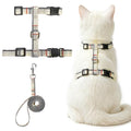 PUPTECK Adjustable Cat Harness and Leash Set Escape Proof Kitten Strap Collar for Walking Travel, Beige Plaid - color: Beige(Plaid), size: Small
