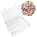 OALCQ Plastic Organizer Box with Dividers, 100 PCS Floral Stickers, 24 Grid Small Parts Storage Container for Beads & Craft, Clear Tackle Case for Screws Jewelry Accessories - style: floral