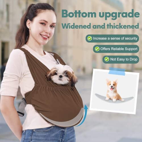 Supet Dog Sling Carrier for Small Pet, Adjustable Hands Free Front Backpack | Reduces Back & Neck Pain, Anti-Anxiety Chest Pouch, Soft Breathable Fabric, Fit Small Dogs, Cats, Puppy, Brown Regular 0-9Lbs - color: Brown, size: Regular