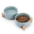 MateeyLife Ceramic Dog and Cat Bowls with Stand, 2-Pack Food and Water Bowl Set - Non-Slip Pet Bowls for Cats,Puppies and Small Dogs, 13.5OZ（Green） - color: Green, size: S-1.5Cup