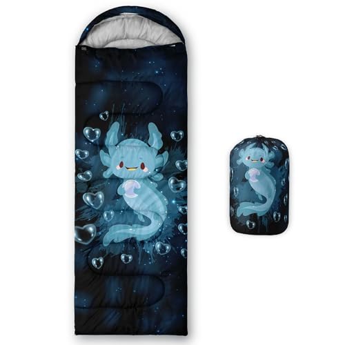 HOSIMA Dear Hunting Pattern Cold Weather Sleeping Bags for Kids Adults. | Black Light Weight Waterproof Sleeping Bags for Outdoors Hiking - color: blue-black
