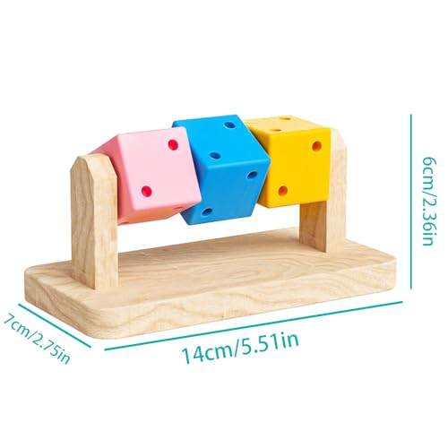 Hamster Chew Toy Wood Platform - Colorful Wooden Block for Small Animals Like Chinchilla, Gerbil, Guinea Pig, Rat, Chipmunk, Squirrel, Sugar Glider, Dwarf Hamster - Teeth Grinding, Exercise