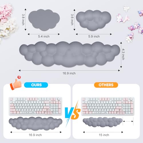 JIKIOU Upgrade Leather Cloud Wrist Rest for Keyboard and Mouse & Cup Pad | Wish Gift-Cute Cloud Shape, Comfortable and don’t Irritate to Skin, Non-Slip PU Base,Soft Memory Foam filled for Pain Relief - color: 09slate Blue