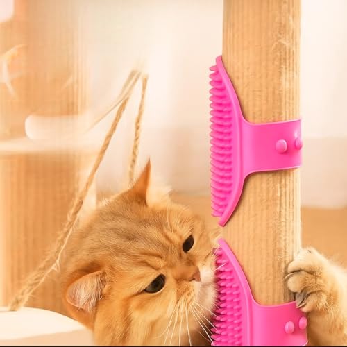 Silicone Pet Grooming Brush for Dogs & Cats – Soft Bath Brush, Gentle Deshedding & Massage Tool, Adjustable Hand Strap, Use Wet or Dry for Short & Long Hair Pets (Pink) - color: Pink