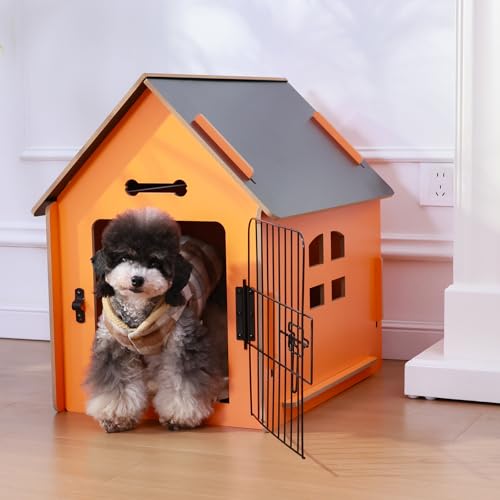 RYpetmia Indoor Dog House for Small Dogs & Cats, Wooden Pet House | Cute Puppy Bed Shelter /Ventilated Windows/Cozy Cave Design/Tool-Free Assembly/Small Pet Hideaway for Bedroom, Living Room