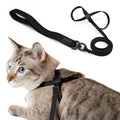 Cat Harness and Leash 2-in-1, Escape Proof Anti-Choking Harness Adjustable Lightweight Leash One-Piece Non-Detachable for Kitten Cats Outoor Walking Training, US IDA Bronze Award (Black) - color: Midnight Black