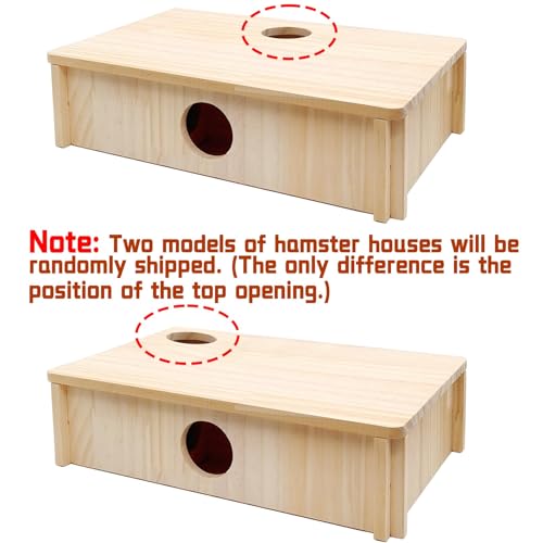 Kathson Multi-Chamber Hamster Tunnel House Maze: 2 Entrance 6 Rooms Hideout | Multichamber Hamster Hide with Cover,Mice House Tunnel Exploring Toy for Dwarf Hamsters, Gerbils,Small Animals - color: Natural wood Hamster Maze House