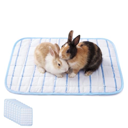 8 Pack Small Animal Cooling Mats, 17 x 11.6 Inch Washable Rabbit & Guinea Pig Cage Pads, Soft Pet Mats for Carrier, Crate and Travel