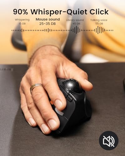 ProtoArc EM05 NL Wireless Trackball Mouse, Vertical Trackball Mouse | 62° Vertical Design Supports a Natural Wrist Posture, Connect 3 Devices Via Bluetooth/2.4G USB-A, 500mAh Rechargeable Battery - color: Gray