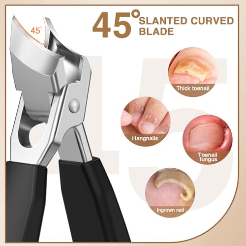 Ingrown Toenail Clippers, Eagle Beak Nail Clippers for Thick Nails Seniors | Angled Nail Cutter with 45° Slanted Head, 12mm Wide Jaw Opening, Precision Forged Blades for Men Women - style: Modern