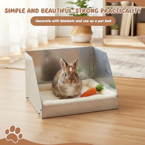 Maxcheck 1 Pack Rabbit Litter Box Bunny Potty Box Galvanized Steel Small Animal Litter-Box Galvanized Steel Corner Toilet with Grate Easy to Clean for Rabbit and Hens Nesting-Box (12.5×10×8inch)