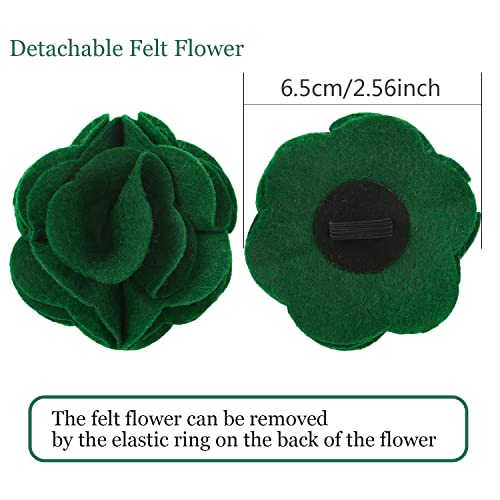 ARING PET Velvet Dog Collars, Dark Green Soft Pet Collar with Detachable Felt Flower Metal Buckle for Puppy Small Medium Large Boy Girl Dogs-XS - color: F-Dark Green, size: X-Small (Pack of 1)