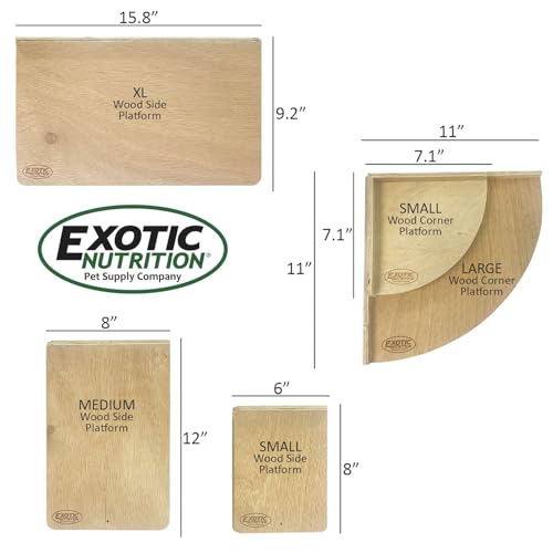 Wood Platform Set - 3 Pack Cage Accessory Shelves Assorted Sizes - for Chinchillas, Rats, Prairie Dogs, Degus, Ferrets, Birds, Sugar Gliders, Rabbits, Guinea Pigs, & Other Small Pets