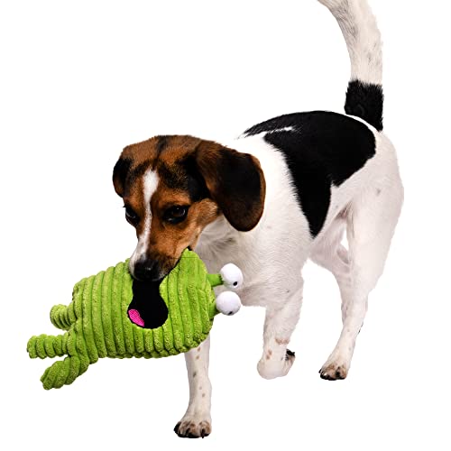 goDog PlayClean Germs Squeaky Plush Dog Toy with Odor-Eliminating Essential Oils, Chew Guard Technology - Green, Large - color: PlayClean - Germs Monster (Green), size: Large