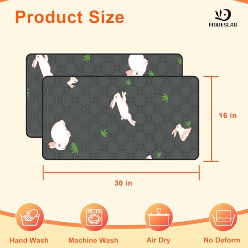 2-Pack Guinea Pig Cage Liner, 16in x 30in Fast Absorption Washable Bedding Pee Pads for Dogs Puppy Rabbit Small Animal Cage Mat, Leakproof & Non-Slip - color: Gray, size: 16" x 30", 2pcs