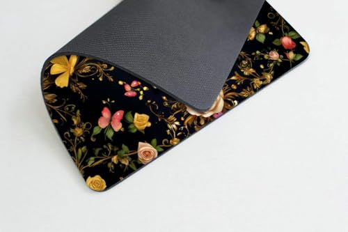 Black Gold Butterfly Mouse pad Customized Mousepad Non-Slip Rubber Base Mouse Pads for Computers Laptop Office Desk Accessories Mouse pad - color: Black Gold butterfly