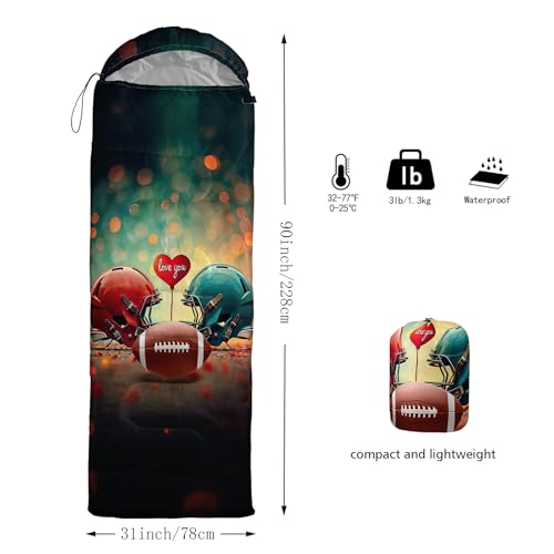 QOOMO Camping Sleeping Bags,3 Season Warm & Cool Weather,Lightweight,Waterproof Sleeping Bags for Adults & Kids,Traveling,and Outdoors,Camping Gear Equipment - color: american football