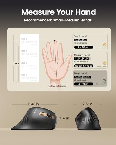 ProtoArc EM11 NL Wireless Ergonomic Mouse, Rechargeable, Black Gold | 58° vertical design supports a natural wrist posture, connect 3 devices via Bluetooth/2.4G USB-A, 500mAh USB-C rechargeable. - color: Black Gold