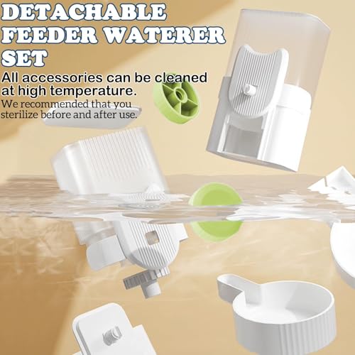 kathson Rabbit Gravity Auto Feeder Set 35oz Hanging Automatic Food Water Dispenser Cage Automatic Feeder Set for Rabbit Chinchilla Guinea Pig Hedgehog Ferret Kitty Puppy (Green) - color: Green