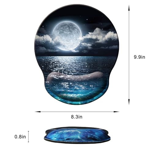 Mouse Pad with Wrist Support, Ergonomic Mouse Pad with Memory Foam Wrist Rest Cushion, Non-Slip Rubber Base Gaming Mice Pad for Home Office Computer Laptop, Moonlit Night - color: P-moonlit night