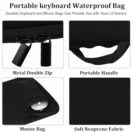Neoprene Keyboard Carrying Case With Mouse Bag for Logitech MK270 Wireless Combo - Sleeve (Black) - color: Black