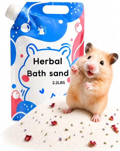 Meow&Woof Hamster Sand Bath, 2.2 lbs Low Dust Bath Sand & Potty Litter for Hamsters, Light Flower Scent Small Animal Sand for Chinchillas, Gerbils, Syrian Hamsters, Mice - color: HerbalBathSand1kg