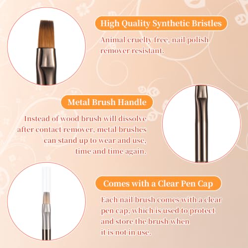 Nail Art Clean Up Brushes,Nail Brushes for Cleaning Polish Mistakes on the Cuticles, Acetone Resistant Nail Brush, Fingernail Cleaning Brushes for Nail Art and Designs (Brown) - color: Brown