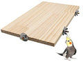 15.7×10.4 Inches Large Bird Perch Stand Platform, Natural Wooden Small Animals Cage Accessories, Rectangle Stand Perch Shelf for Parrot Parakeet Cockatiel Rat Hamster Guinea Pig Conure Chinchillas - size: 15.7 × 10.4 Inches Natural