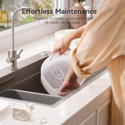 Cheerble Pumpless Cat Water Fountain, 2L/67oz Automatic Pet Fountain, Elfin E1 Lite Cat Fountain for Drinking, MagDrive™ Technology, Continuous Flow Mode, BPA-Free (White, E1 Lite) - color: White, size: E1 Lite Fountain
