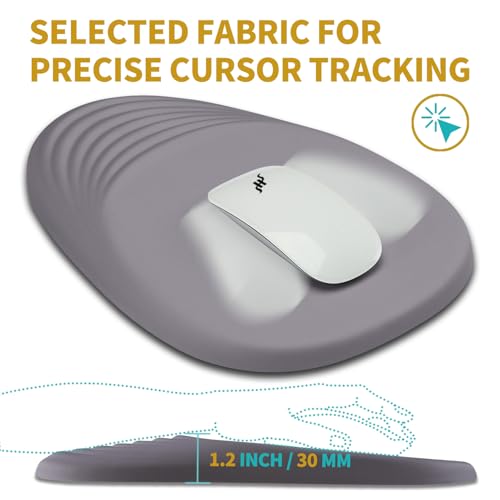 Hokafenle Ergonomic Mouse Pad Wrist Support with Stepped-Wedge Design, Wrist Rest Pain Relief Mousepad Filled with Memory Foam, Carpal Tunnel Mousepad for Wireless Mouse(12x8 inch, Light Purple Grey) - color: Km003-light Purple Grey