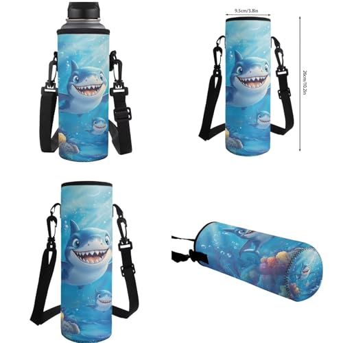 Two Sharks Backpack for Girls Kids Bookbag with Lunch Box Water Bottle Pouch, and Pencil Case for Boys 4 PCS Primary/Secondary School Bag With Compartment for 7th Grade Kids - color: Two Sharks